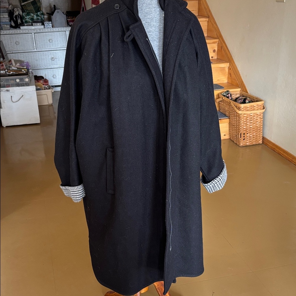 Classic Women's Black Wool Coat - Timeless Outerwear